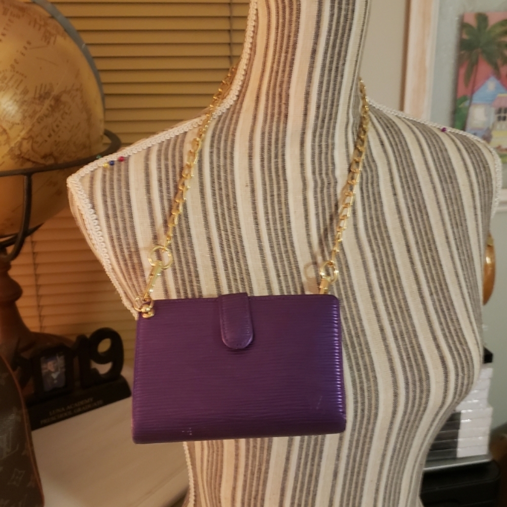 Authentic Louis Vuitton EPI Wallet Handbag Metallic Purple Clutch 💜 Kisslock